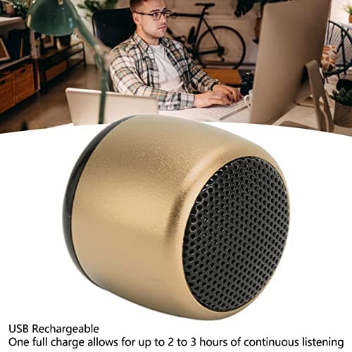 ZJchao Ewa A106 with Mini Bluetooth Speaker Heavy Subwoofer Wireless Portable Speaker for Phone Tablet PC USB Rechargeable Aluminum Alloy Design (Gold) — view 3