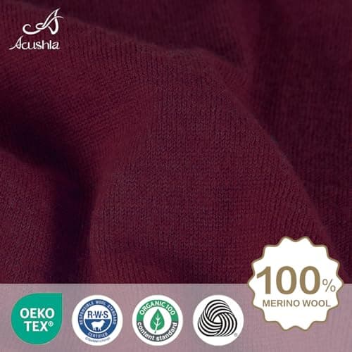 ACUSHLA 100% Merino Wool Neck Gaiter, Ski Mask Neck Warmer Unisex, Crimson — view 4