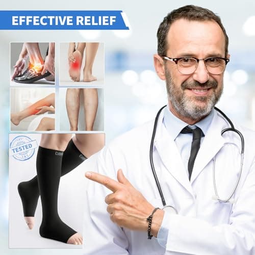 CAMBIVO Compression Socks for Women & Men, Open Toe, 20-30 mmHg — view 6