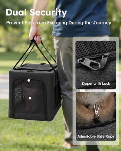 pecute Cat Carrier Stable, Pet Carrier Stable Steel Frame,Dark Grey — view 4
