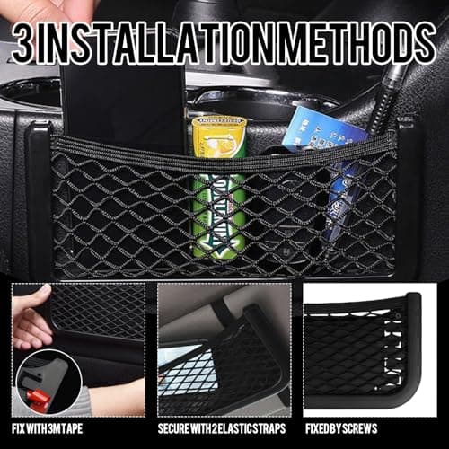 Storage Nets for Campervans, 2 Pcs Universal Car Mesh Storage Organizer Pocket Net with Plastic Frame Seat Back Pockets for Motorhome, Truck, Boat (26 x 12 cm) — view 6