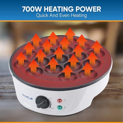 StarBlue Takoyaki Maker Machine with FREE Takoyaki Picks - Temperature Control 18 Holes Electric Pan for Japanese Octopus Balls 220V 60Hz 700W UK Plug with EU Adapter, SB-JC503 — view 3
