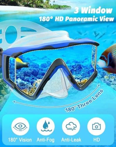 Zeligerstar Snorkel Set Adults, 3 Window Panoramic Mask, Anti-Fog Dry Top — view 2
