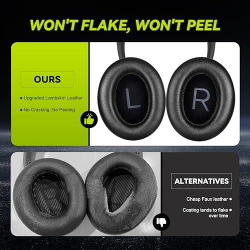 Replacement Ear Pads for Bose NC700 / 700 Noise Cancelling Headphones, Aurivor Lambskin Leather Earpad Covers/Cushion Kit with Plush Memory Foam, Thickened Comfort, Tear-Resistant Seams (Black) — view 4