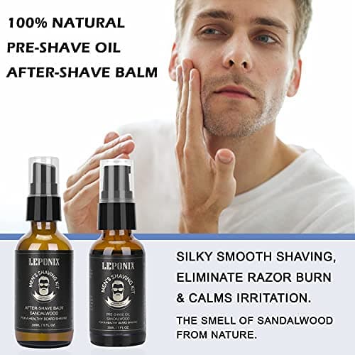 Shaving Kit for Men, Aftershave Men Gift Set Includes Sandalwood Shaving Cream, After Shave Lotion for Men and Pre Shave Oil Fights Nicks, Cuts and Razor Burn Gift Set for Him Men Boyfriend — view 5