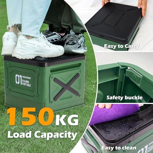 Foldable Portable Toilet for Camping & Travel – Heavy Duty 150kg Capacity, PP-ABS Collapsible Toilets Stool with Storage Bag, Waste Bags & Solidifier – Emergency Toilet for Car, RV, Fishing, Outdoor — view 5