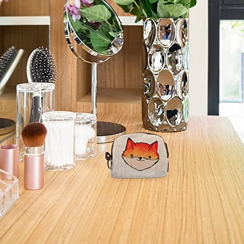 EXCEART Cartoon Key Storage Pouch Small Wallet for Women Linen Zipper Change Purse Portable Coin Bag for Jewelry Earphones and Travel Accessories — view 6