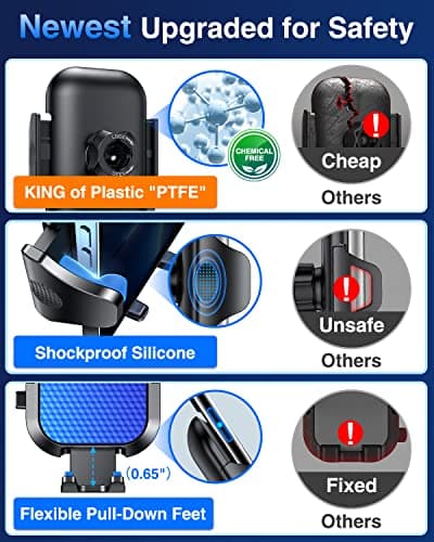 VANMASS Car Phone Holder 2026 BEST【85+ lbs Strongest Suction & Vent Clip】True Military-Grade Patent Universal Mobile Vehicle Mount Dashboard Windscreen Van Cradle for 17 Pro Max 16 15 14 Samsung, Blue — view 6