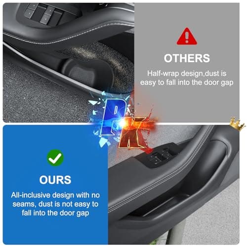 KUNIST 4PCS Door Protector for Tesla Model 3 2025 Accessories Upgraded Soft Silicone Door Organizer Door Slot Pockets Door Side Storage Box for Tesla Model 3 Highland 2024-2025, Black — view 4