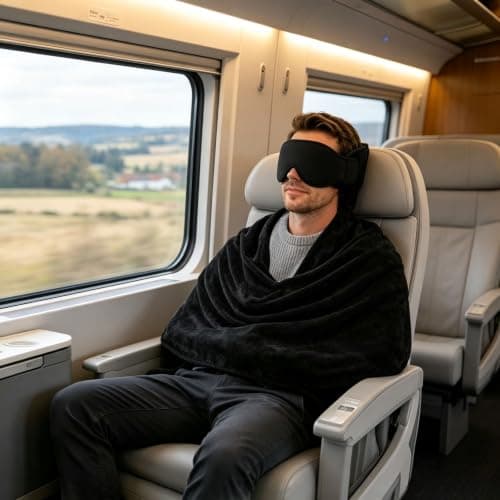 3-in-1 Travel Pillow with Sleep Eye Mask Set,Travel Sleep System — view 2