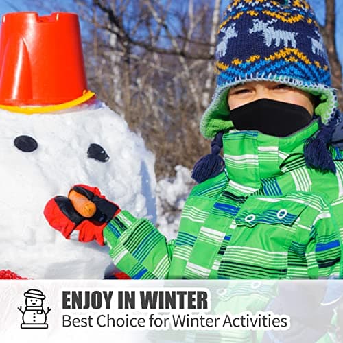 HEGCOIIE Winter Neck Warmer Snoods for Kids,Fleece Windproof Neck Gaiter Face Covering Mask Multifunctional Neck Scarf for Boys and Girls Outdoor Sports (Black) — view 6
