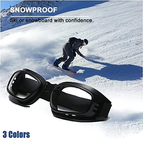 SagaSave Ski Goggles, Unisex TPU Windproof Outdoor Sports Protection Glasses for Snowboard, Cycling and Snowmobile (Transparent) — view 6