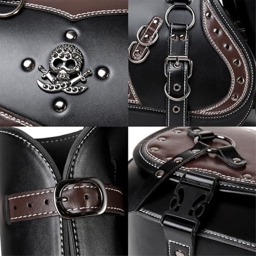 Jazuaiao General Motorcycle Saddlebag Set Waterproof PU Leather Side Bags with Drink Holder Stylish Bag for Daily Large Capacity Storage — view 5