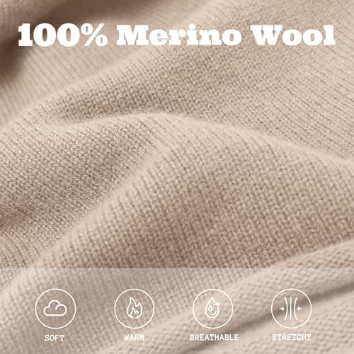 ACUSHLA 100% Merino Wool Slouchy Beanie, Knit Hat Unisex, Light Beige — view 5