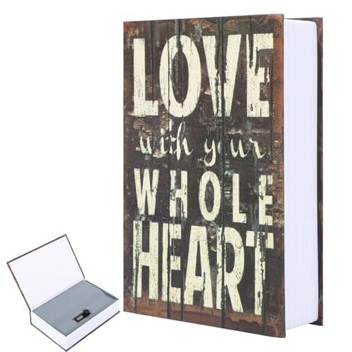 Real Paper Book Safe with Combination Lock - Hidden Dictionary Secret Compartment Box for Valuables, Cash & Jewelry, Large Diversion Safe for Home Shelf & Travel(Brown)