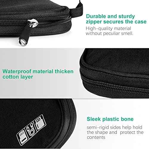 HCFGS Electronics Accessories Organizer Bag, Waterproof Cable Organiser Bag, Universal Carry Travel Gadget Bag, Holiday Essentials for Men Women (Black) — view 3