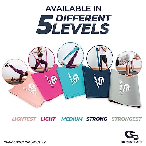 Coresteady Resistance Band For Men & Women - Exercise Band to Build Strength, Flexibility, Muscle & Tone - For Fitness, Stretching, Pilates, Physio & Yoga - With Exercise e-Guide — view 5