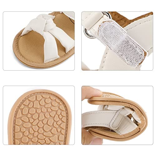 LACOFIA Baby Girls Sandals Infant Summer Shoes Anti-Slip First Walking Shoes White 3-6 Months — view 3