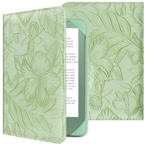 HoYiXi Universal Case for 6-inch Kindle eReader Compatible with Kobo/Voyaga/Pocketbook/Tolino E-book reader,6'' eReader Protective Cover with Built-in Card Slot,Green leaves — view 2