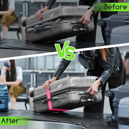 WISYOK Luggage Straps Extended, 2 Pack, 130-250cm Adjustable, Pink — view 5