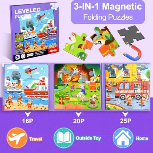 NEBURORA 61 Pieces Magnetic Puzzles for 2-5 Year Olds,Travel Games Travel Toys for Toddlers on Plane Car Ride, Jigsaw Games Plane Activities For Kids,Kids Birthday Gifts — view 2