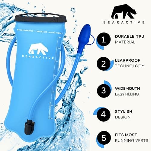 Bearactive Hydration Bladder, Water Bladder 2L for Running Backpack with BPA-Free TPU, Hydration Pack, Leak-Proof Water Pouch, No Plastic Smell – Hiking, Running, Cycling & Camping (Blue, 2 Litre) — view 5