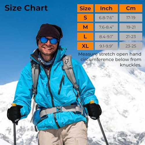 WFX Ski Gloves for Men & Women, Anti-Slip Touchscreen Water Resistant Winter Snow Gloves with Thermal Insulation, Windproof Snowboarding Gloves for Skiing, Hiking, Ice Fishing & Outdoor Sports (Black) — view 6