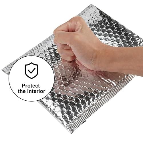 ZEONHEI 75 Pack 6 x 9 Inch Metallic Bubble Mailers, Silver Poly Padded Mailers Cushioned Envelopes, Foil Self Seal Shipping Bags for Mailing, Shipping, Packing — view 3