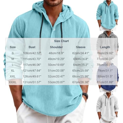 Loncvexy Men's Hooded Sweatshirt Casual Everyday Hoodie Plain Pullover Hoody Hooded Top Lightweight Long Sleeve Jumper with Drawstring for Hiking Office Running S-3XL Sky Blue — view 4