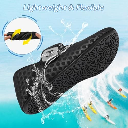 JOINFREE Wide Toe Box Summer Sandals for Women & Men Barefoot Adjustable Water Shoes Breathable Quick-Dry Mesh Indoor Outdoor Summer Slippers Black Size 9-9.5 — view 3