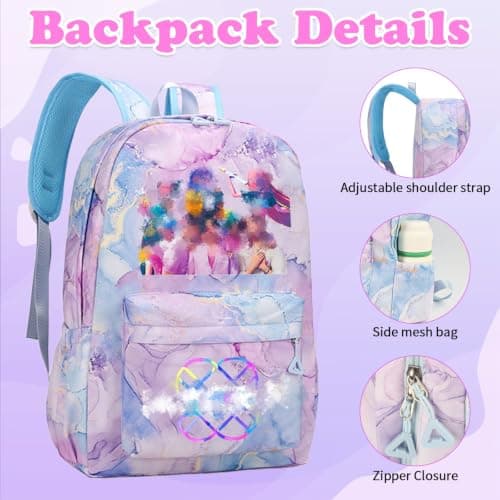K Pop School Backpack, 3 Piece Set with School Bag Lunch Bag Pencil Case — view 3