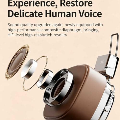DOCANIO Retro Wireless Over Ear Headphones Bluetooth 5.3,40mm Composite Driver HiFi Stereo, Lightweight Leather Foldable Headphones for Travel Work khaki — view 4