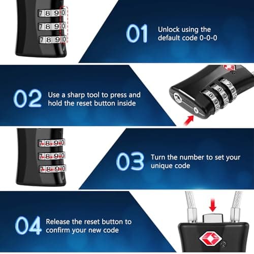 Blendura TSA Luggage Lock 2 Pack, 3 Digit Combination, Black — view 5