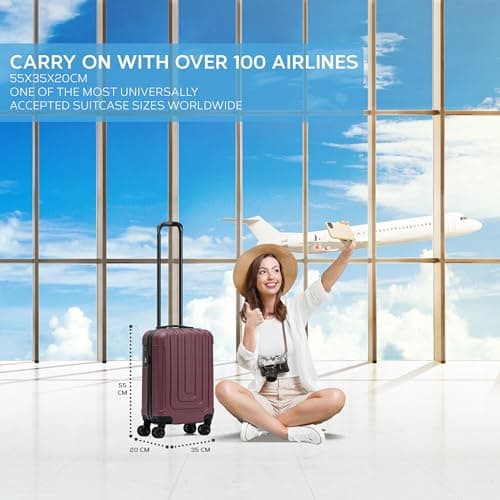 Flight Knight Premium Carry On Small Travel Suitcase - 8 Spinner Wheels - Built-in TSA Combination Lock - Lightweight ABS Hard Shell - Highly Durable - Approved for Over 100 Airlines — view 2