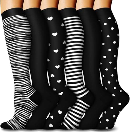 Compression Socks for Women & Men (6 pairs) - Best Support for Nurses, Running, Hiking, Recovery (Assorted-02-A, L/XL)