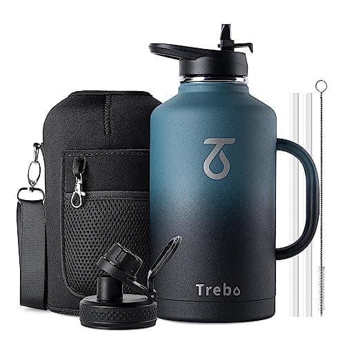 Trebo Insulated Water Bottle 2 L Stainless Steel with Side Handle & Pouch