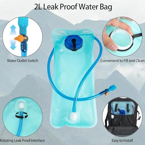 Hydration Backpack 18L Hiking Water Backpack with 2L Water Bladder for Men Women, Hydration Pack for Cycling Running Biking, Black — view 3