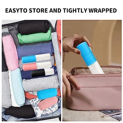 Runmeihe 8PCS Elastic Sleeves for Leak Proofing, Reusable Silicone Locks Proof Bottle Covers in Luggage Toiletry Container, Silicone Sleeve Covers for Travel Toiletries Accessory — view 6