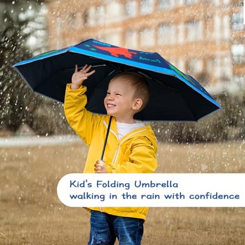 Dinosaur Kids Folding Umbrella, Windproof Automatic Travel Umbrella for Boy — view 3