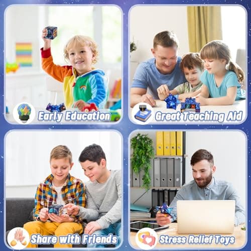 6 7 8 9 10 11 Year Old Boy Gifts: Infinity Cubes Toys for Kids Age 8-12 Birthday Presents for Girls Boys Autism Travel Magic Cube for Children Space Solar System Fidget Puzzles Smart Games Toy — view 5