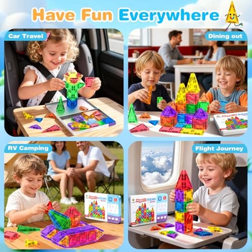 Subtail Mini Magnetic Tiles 54PCS – Travel Building Toys for Kids Ages 3+ — view 6