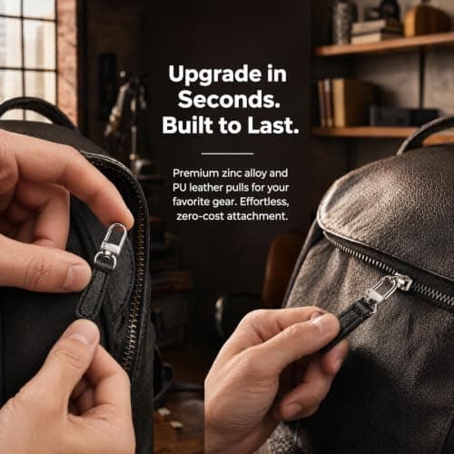 8 PCS Zipper Pulls Replacement, Detachable Leather Zip Repair Kit, Tool-Free Zipper Pull Replacement for Luggage, Backpacks, Jackets, Purses and Suitcases — view 6