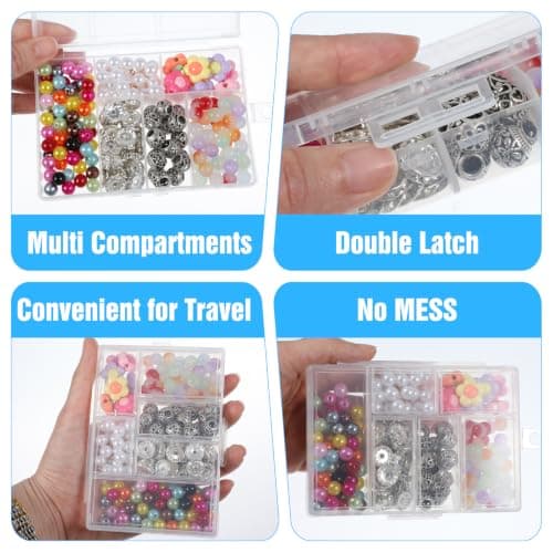 Matwsec 2 Pcs Small Plastic Box with Dividers, Jewellery Grid Storage Box — view 3