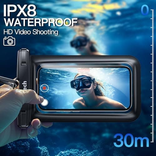 JETech IPX8 Waterproof Phone Pouch, Dry Bag, Black+Black, 2-Pack — view 3