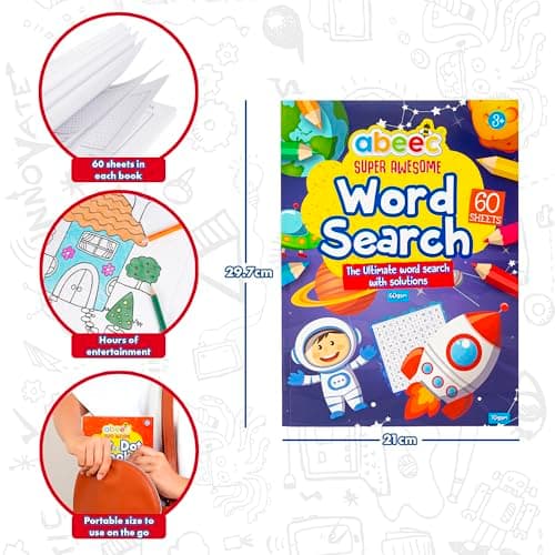 abeec Activity Books for Children - 4 A4 Books Containing: Word Search, Dot to Dot and Colouring Books for Children. Kids Travel Activity Packs for Kids — view 3