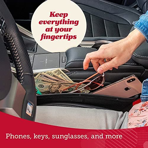 Lusso Gear 2 in 1 Car Seat Gap Organizer | Universal Fit | Storage Pockets Adjust | 2 Set Car Seat Crevice Storage Box | Helps Reduce Distracted Driving & Holds Phone Money Cards Keys Remote — view 2