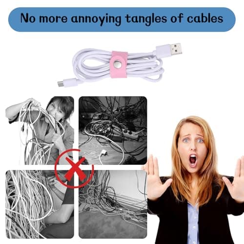 Tyqour 12pcs Leather Cable Straps Cable Organizer Travel Small Cable Ties Reusable Phone Cord Ties Wire Organiser Charging Cord Power Cord Headphone Organizer for Charging Cords — view 2
