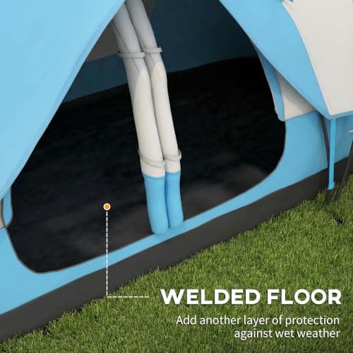 Outsunny 6 Man Camping Tent 2 Bedroom Tunnel Tent Waterproof, Sky Blue — view 5
