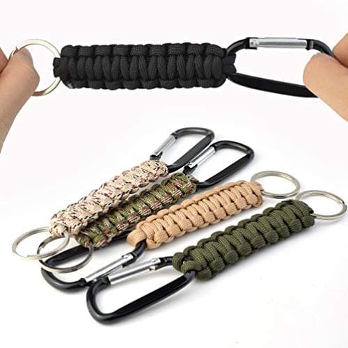 jerbro 5 Pcs Paracord Keychains with Carabiner Braided Lanyard Key Ring Hooks Hangers Survival Kits for Keys Outdoor Camping Hiking Backpack Fit Men Women - 5 Colors — view 6