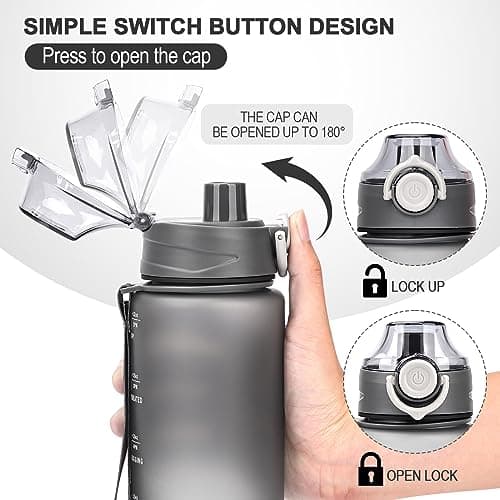 Gobravio Sports Water Bottle 1L Drinks Bottle BPA Free Water Bottle with Lock Cover & Leak Proof,for Gym, School,Cycling,Outdoor,Sports,Fitness& Office — view 4